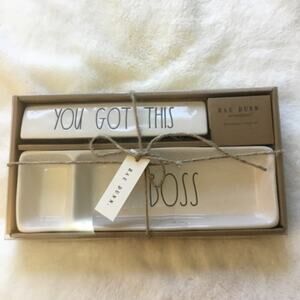 Rae Dunn White "YOU GOT THIS" and "BOSS" Desk Set